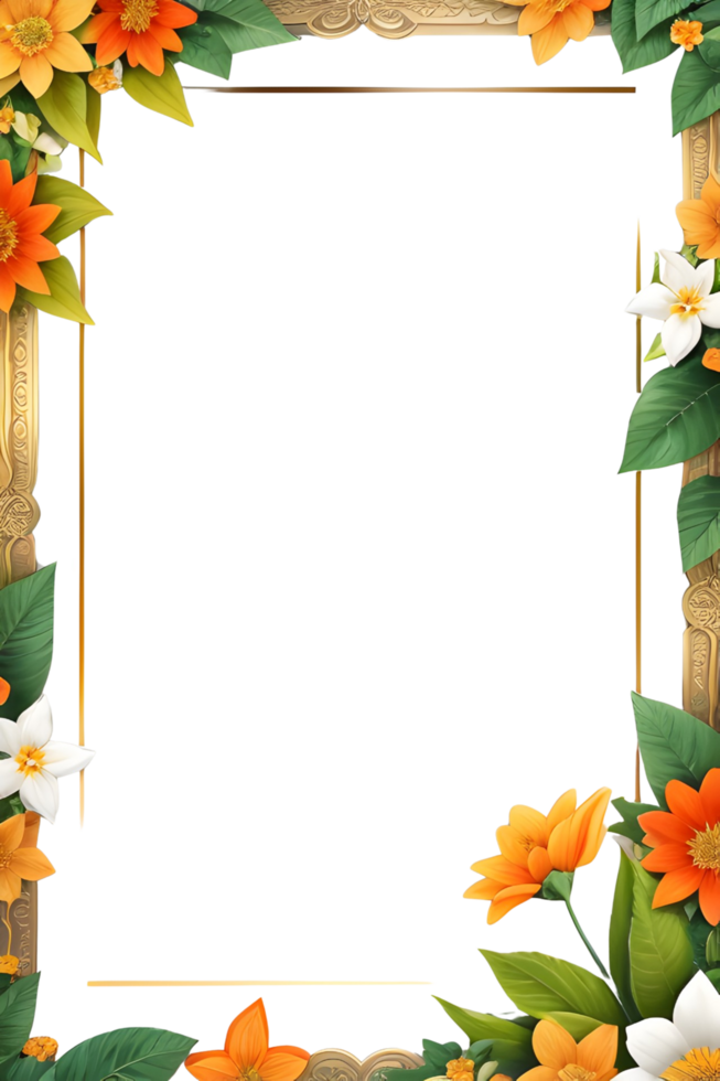 AI generated Green Leaf With Border Frame png
