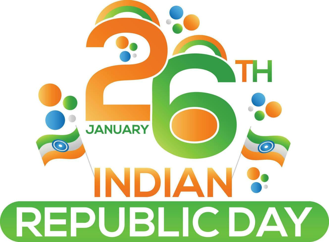 Indian Republic Day Realistic Flag Illustration Vector