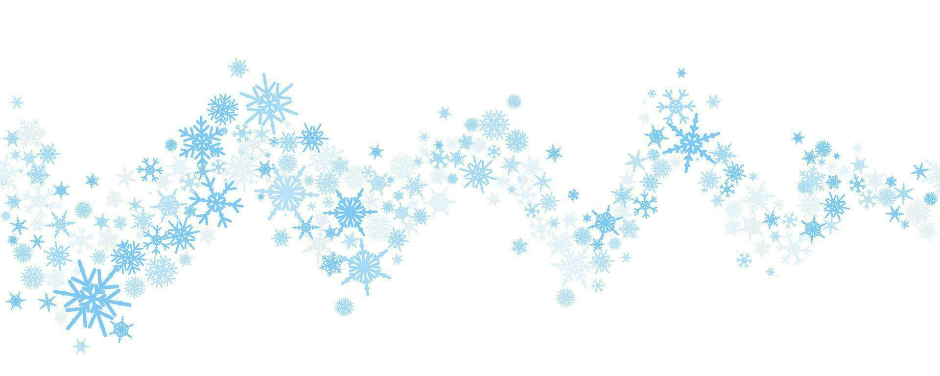 copos de nieve vector antecedentes. invierno fiesta ondulado decoración con azul cristal elementos. gráfico glacial marco aislado en blanco fondo.