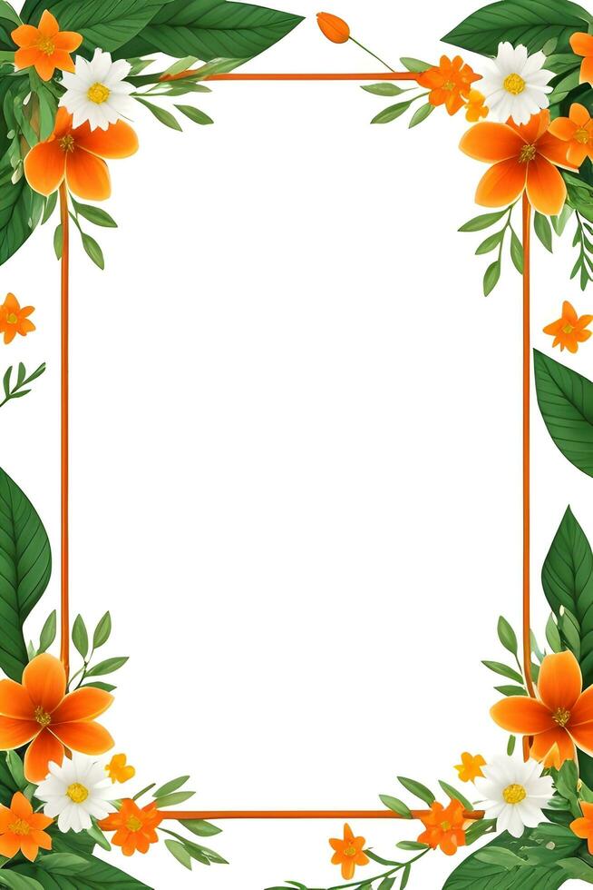 AI generated Orane Flower With Green Leaf Illustration photo