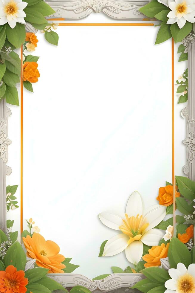 ai generado orane flor con verde hoja ilustración foto