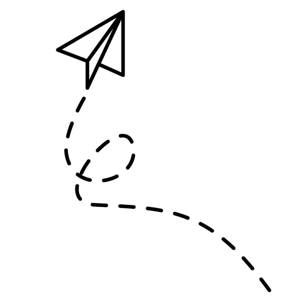 Paper airplane lines. paper Airplane with route line path. flying Paper airplane with dotted track direction. Paper airplanes. vector