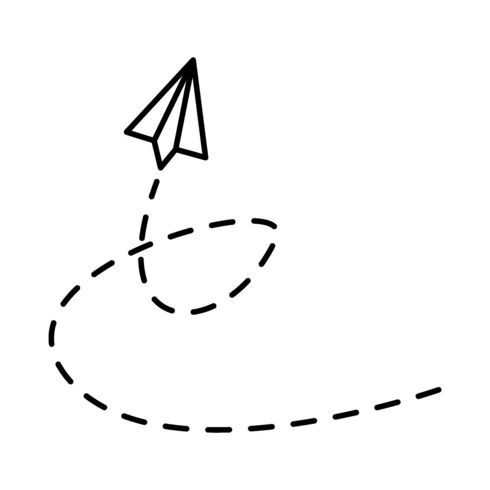 Paper airplane lines. paper Airplane with route line path. flying Paper airplane with dotted track direction. Paper airplanes. vector