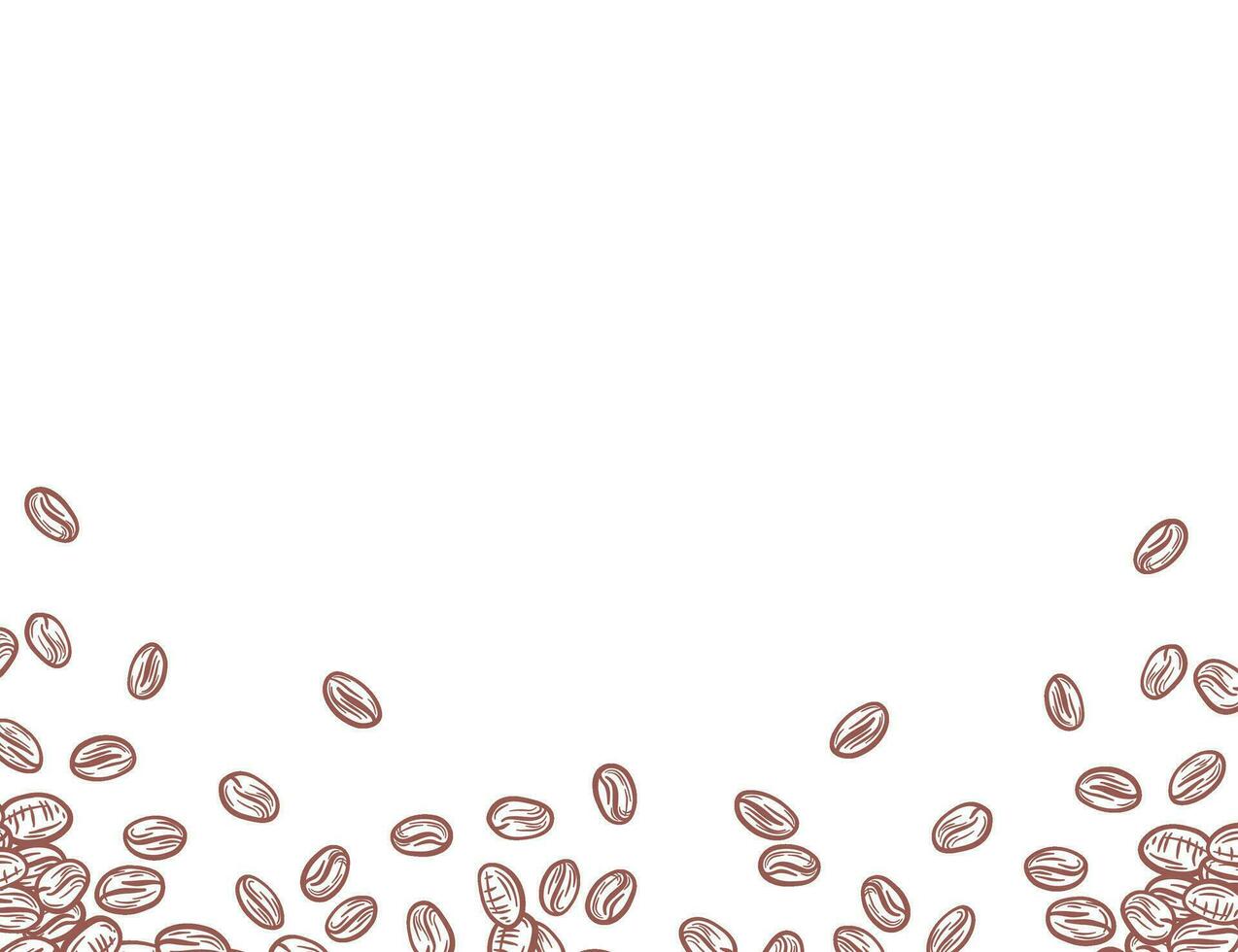 coffee background. Coffee beans in frame, border. Coffee beans isolated on a white background. Coffee beans wallpaper. Coffee Beans Illustration for packaging. vector