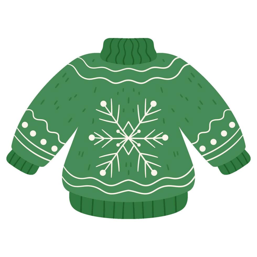 Ugly Christmas sweater with funny snowflake vector