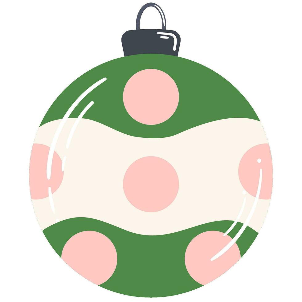 Christmas tree glass ball green, pink and white color vector