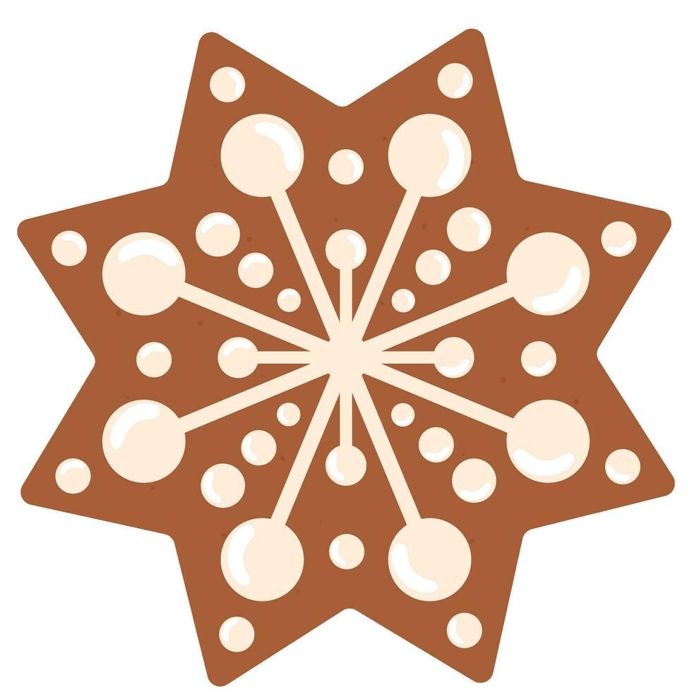 Winter traditional gingerbread cookie. Star with white glaze vector
