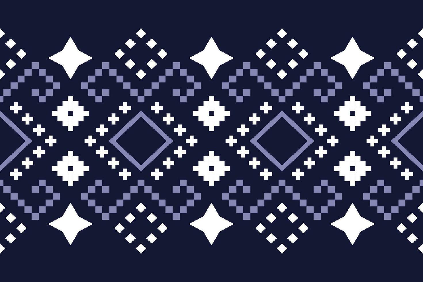 Indigo navy blue geometric traditional ethnic pattern Ikat seamless pattern border abstract design for fabric print cloth dress carpet curtains and sarong Aztec African Indian Indonesian vector