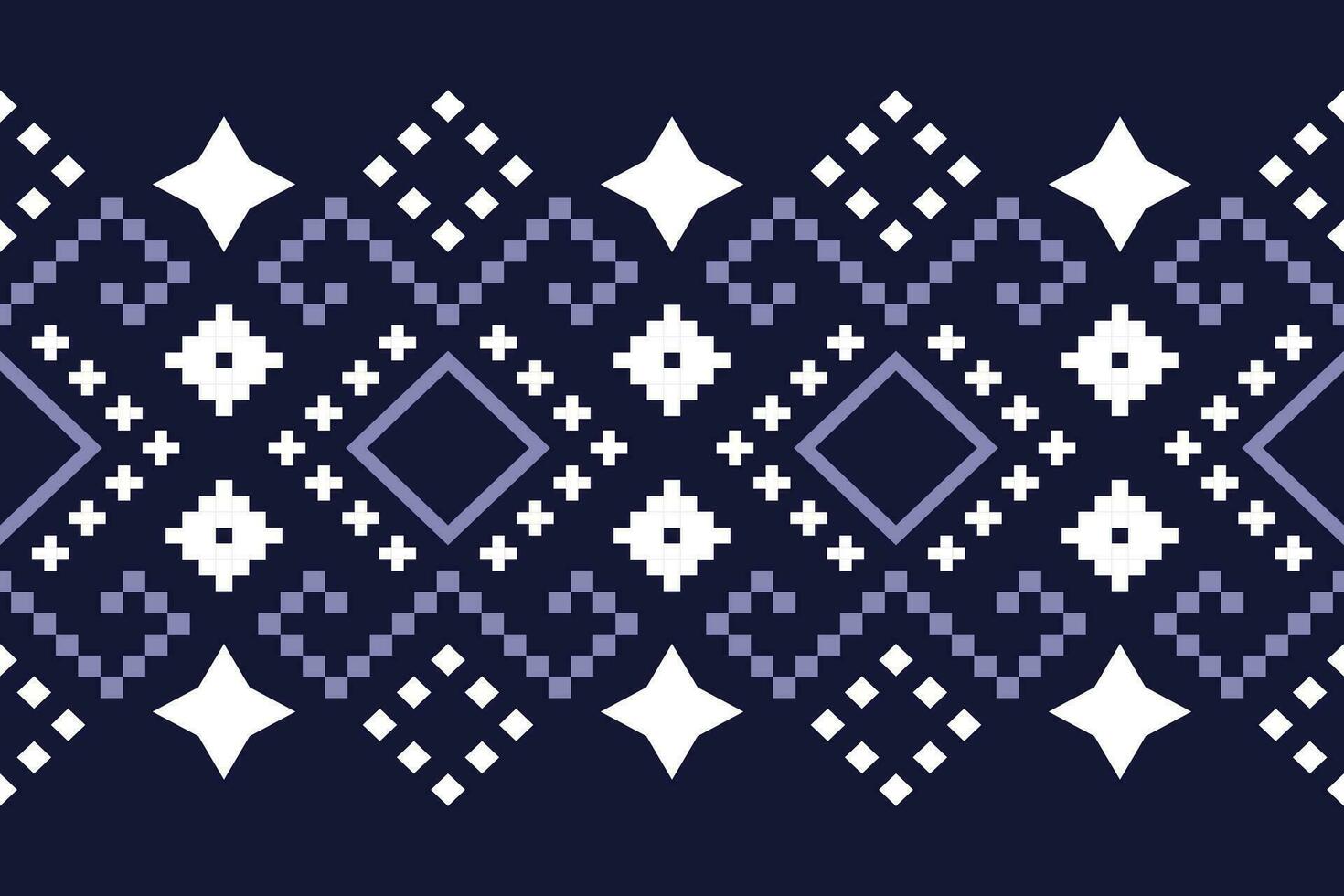 Indigo navy blue geometric traditional ethnic pattern Ikat seamless pattern border abstract design for fabric print cloth dress carpet curtains and sarong Aztec African Indian Indonesian vector