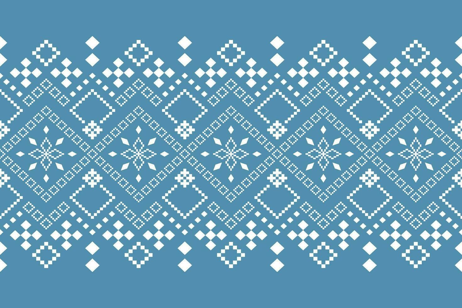 Indigo navy blue geometric traditional ethnic pattern Ikat seamless pattern border abstract design for fabric print cloth dress carpet curtains and sarong Aztec African Indian Indonesian vector