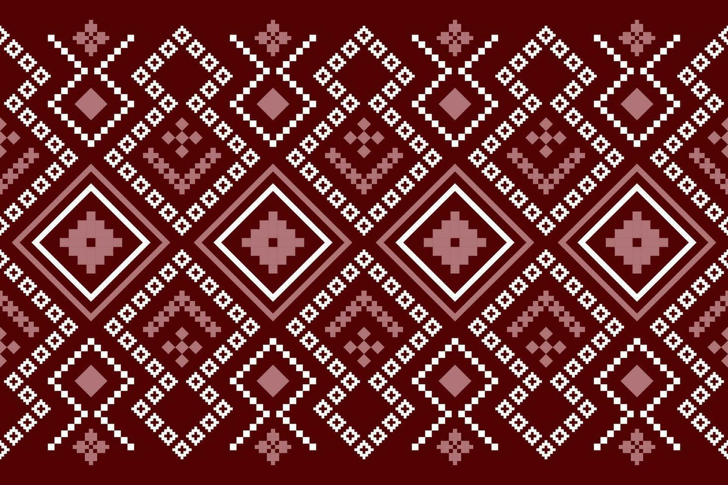 Red traditional ethnic pattern paisley flower Ikat background abstract Aztec African Indonesian Indian seamless pattern for fabric print cloth dress carpet curtains and sarong vector