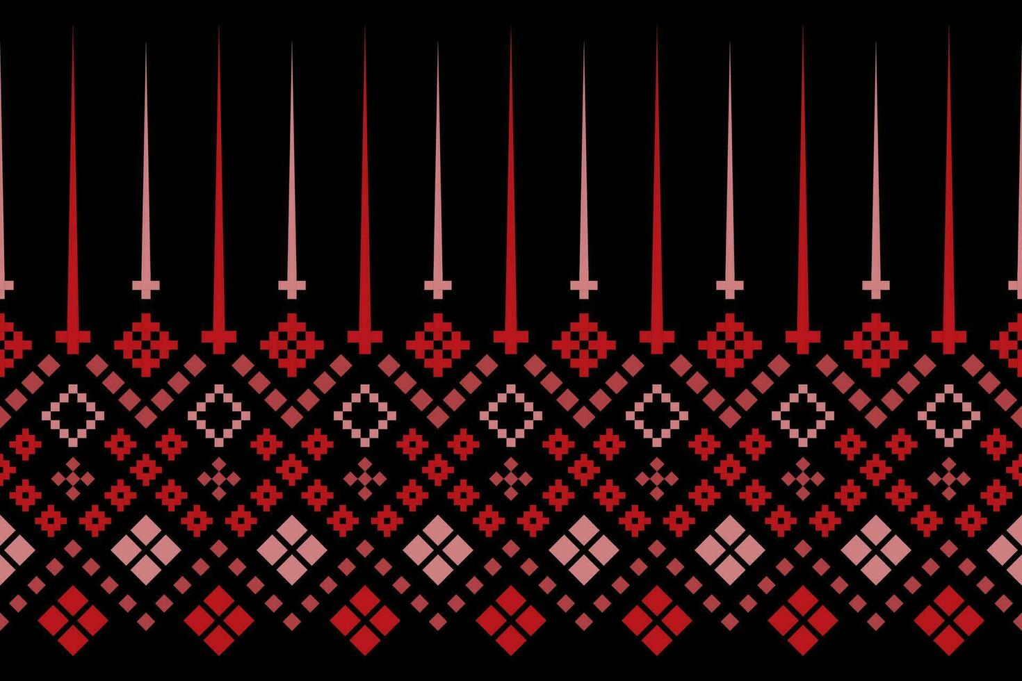 Red traditional ethnic pattern paisley flower Ikat background abstract Aztec African Indonesian Indian seamless pattern for fabric print cloth dress carpet curtains and sarong vector