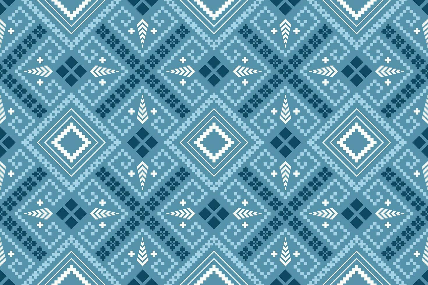 Indigo navy blue geometric traditional ethnic pattern Ikat seamless pattern border abstract design for fabric print cloth dress carpet curtains and sarong Aztec African Indian Indonesian vector
