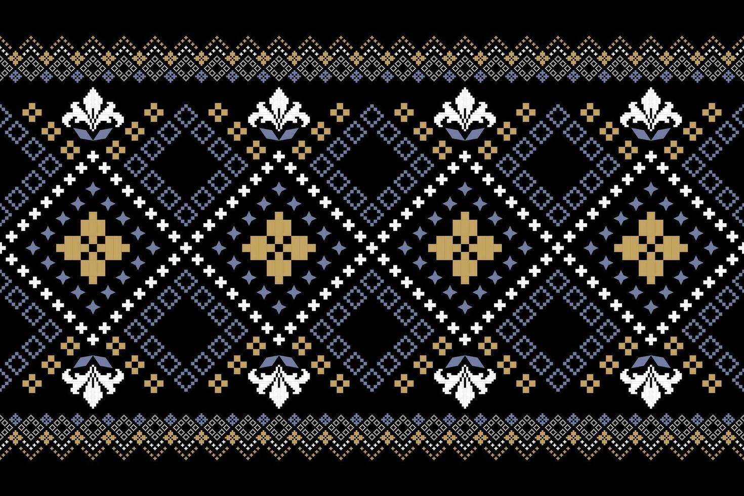 Cross stitch colorful geometric traditional ethnic pattern Ikat seamless pattern abstract design for fabric print cloth dress carpet curtains and sarong Aztec African Indian Indonesian vector