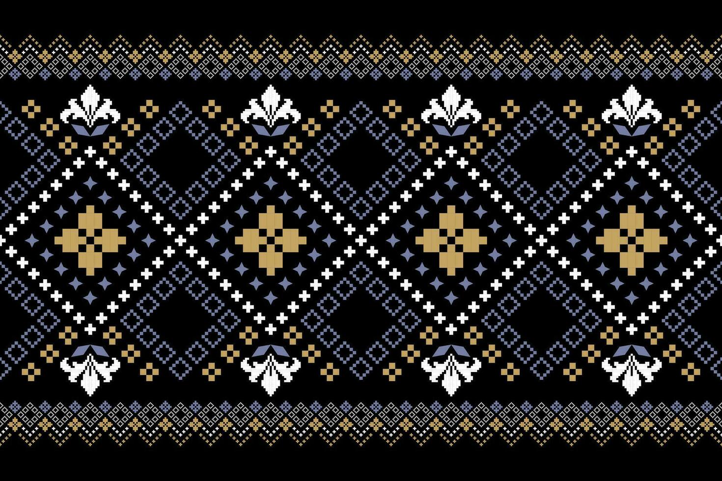 Cross stitch colorful geometric traditional ethnic pattern Ikat seamless pattern abstract design for fabric print cloth dress carpet curtains and sarong Aztec African Indian Indonesian vector