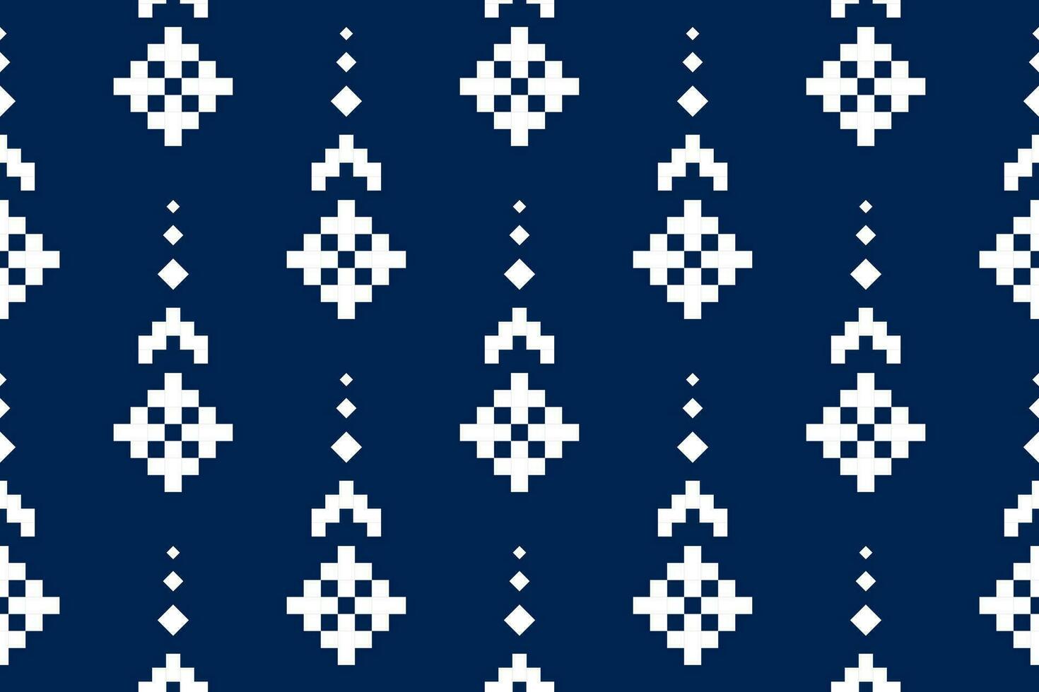 Indigo navy blue geometric traditional ethnic pattern Ikat seamless pattern border abstract design for fabric print cloth dress carpet curtains and sarong Aztec African Indian Indonesian vector