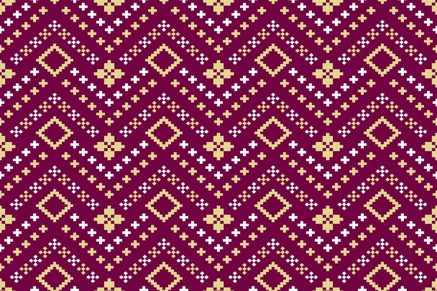 Pink Cross stitch colorful geometric traditional ethnic pattern Ikat seamless pattern border abstract design for fabric print cloth dress carpet curtains and sarong Aztec African Indian Indonesian vector