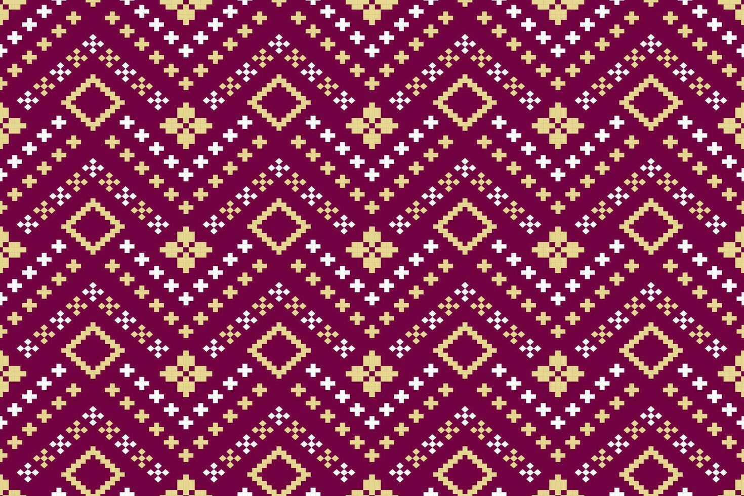 Pink Cross stitch colorful geometric traditional ethnic pattern Ikat seamless pattern border abstract design for fabric print cloth dress carpet curtains and sarong Aztec African Indian Indonesian vector