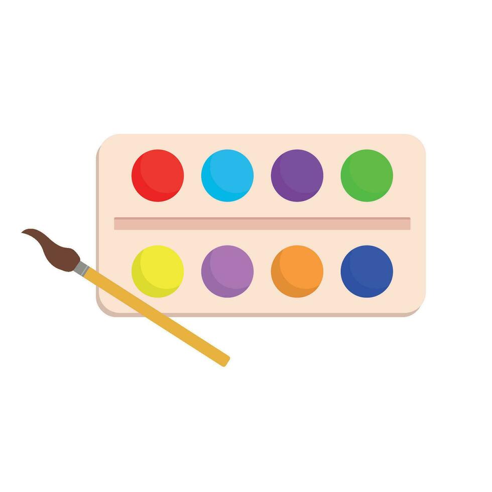 Vector illustration of a watercolor paint and brush