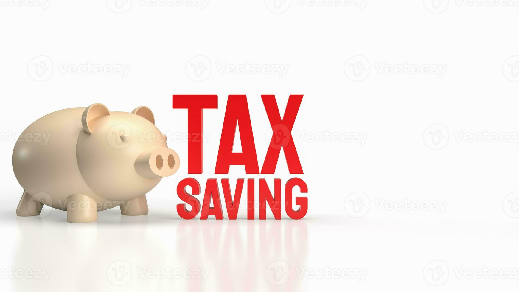 The piggy bank and text for tax saving concept 3d rendering. photo