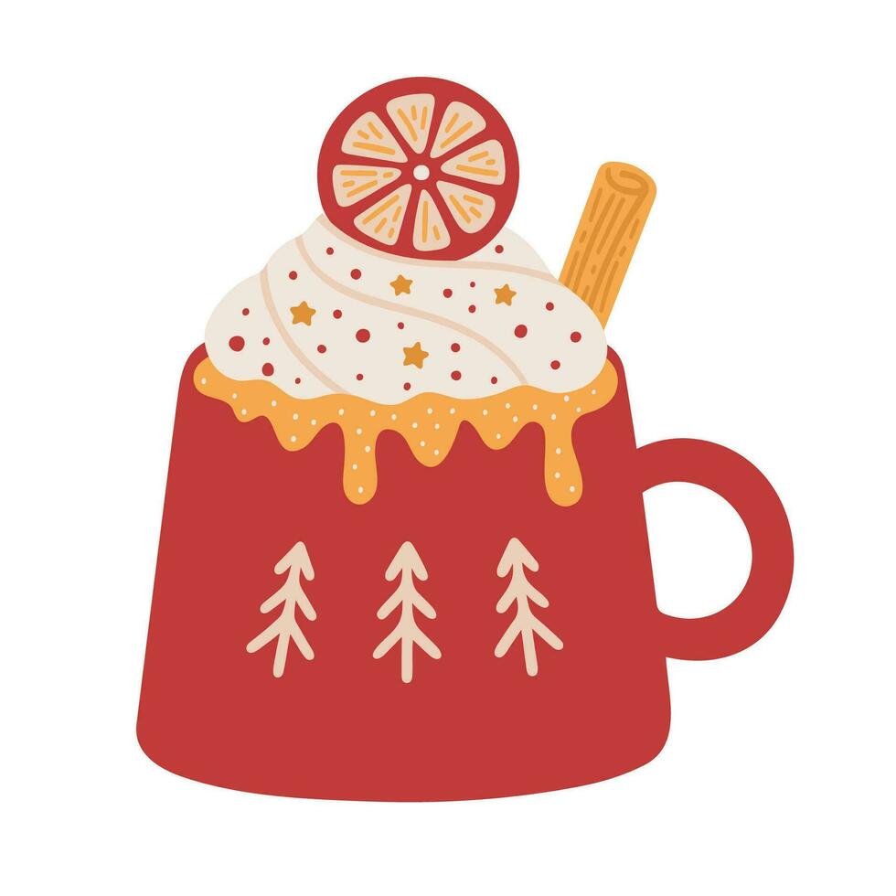 Vector illustration of a winter hot drink in a cute cup.