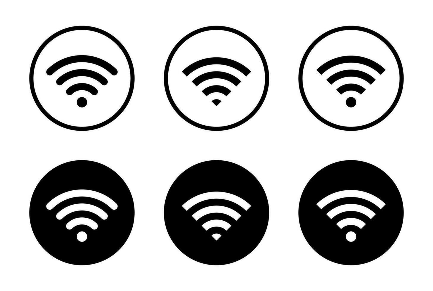 Wifi signal icon on black circle background. Wireless connection network symbol vector