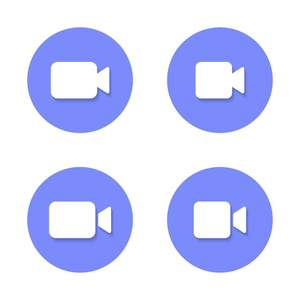 Video call icon with shadow. Social media camera button vector