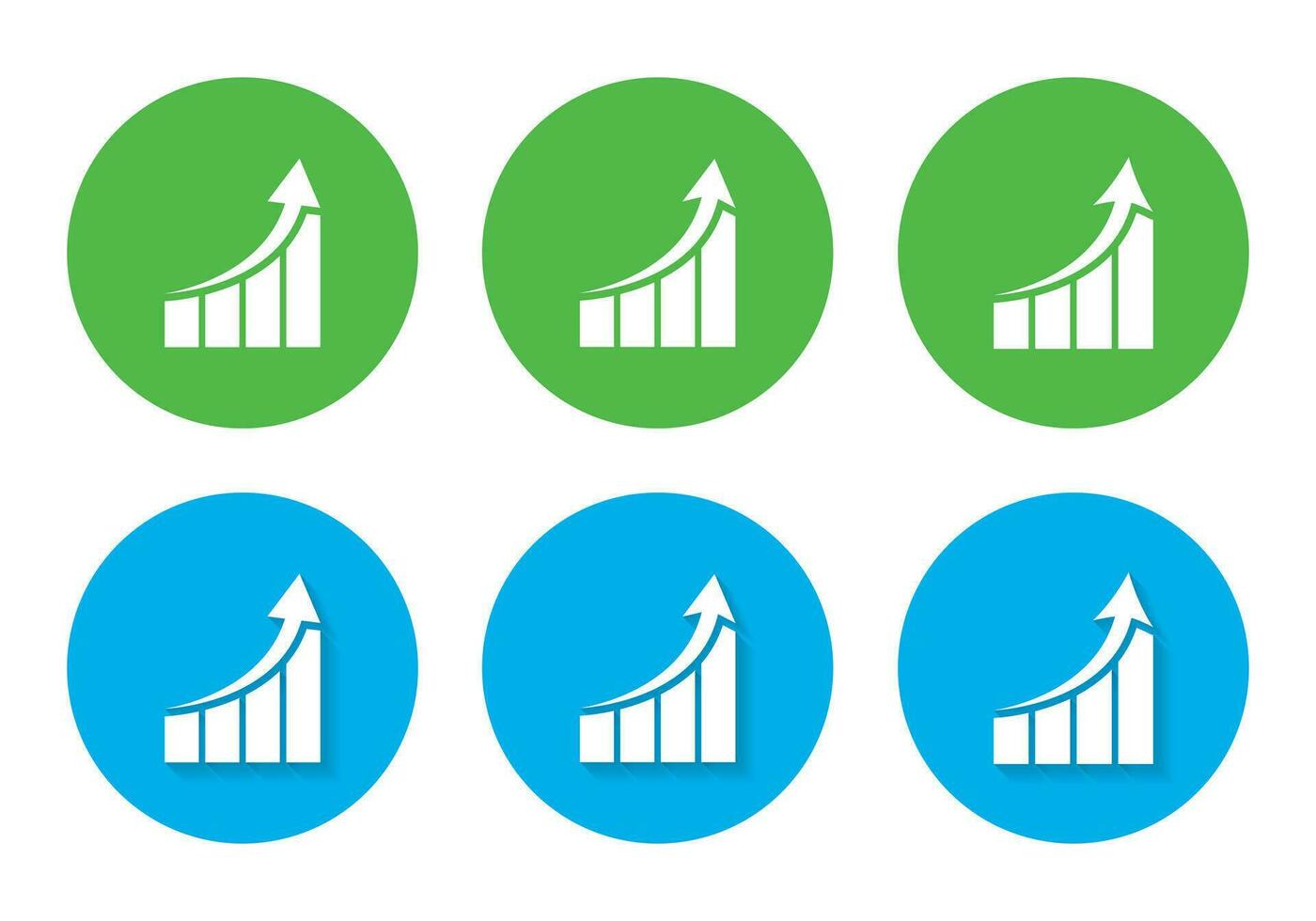 Increasing bar graph icon in flat style. Rising chart symbol vector with shadow