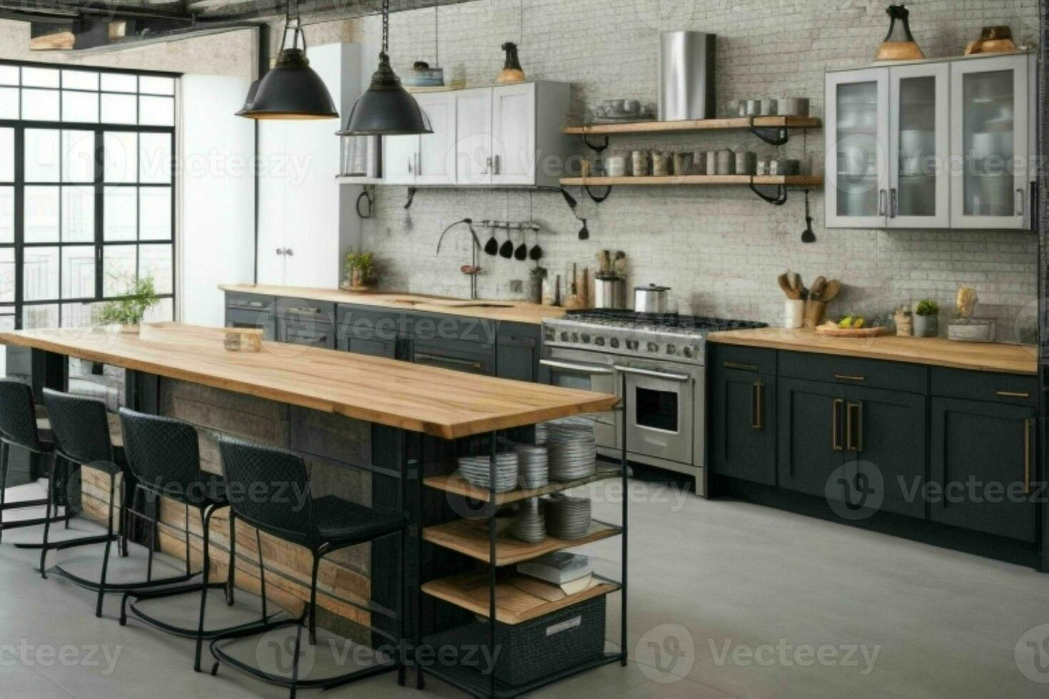 AI generated Industrial Kitchen Styles. Pro Photo