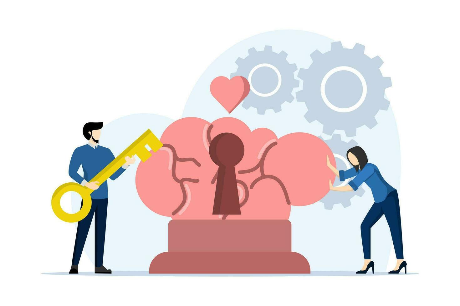 Psychology and mental health concept. Empathy and emotional connection. Emotional intelligence. Communication skills. Modern flat cartoon style. Vector illustration on white background.