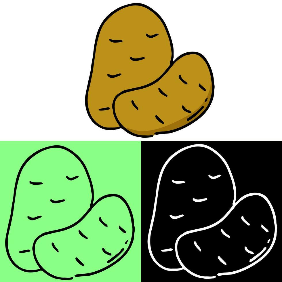 potato illustration, hand drawn outline, this illustration can be used for icons, logos, and symbols, vector in flat design style