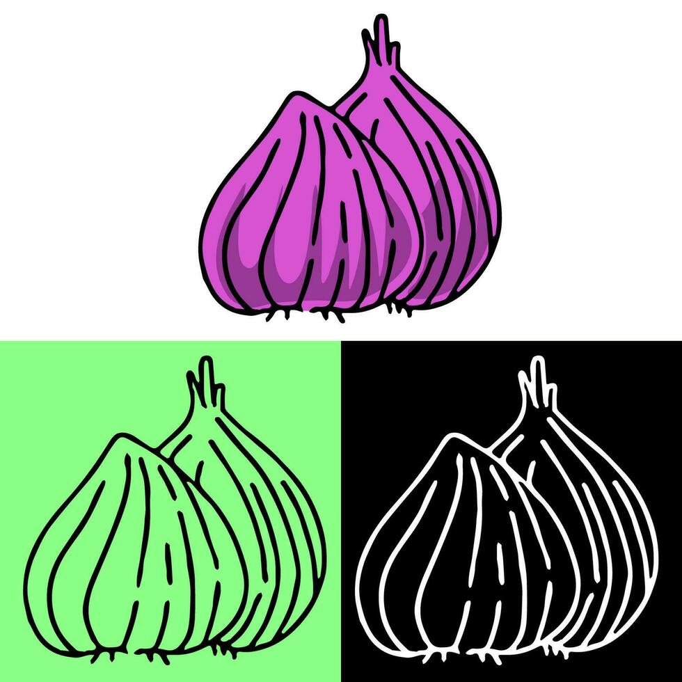 red onion illustration, hand drawn outline, this illustration can be used for icons, logos, and symbols, vector in flat design style