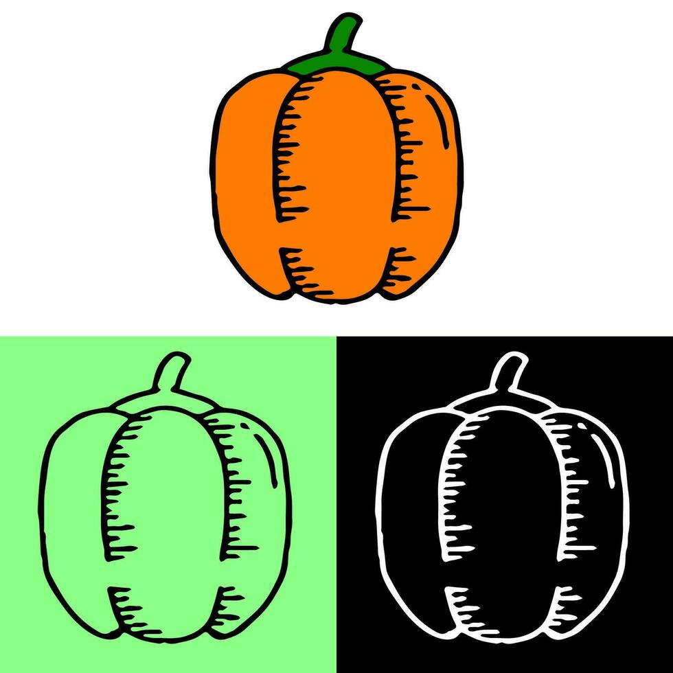 pumpkin illustration, hand drawn outline, this illustration can be used for icons, logos, and symbols, vector in flat design style