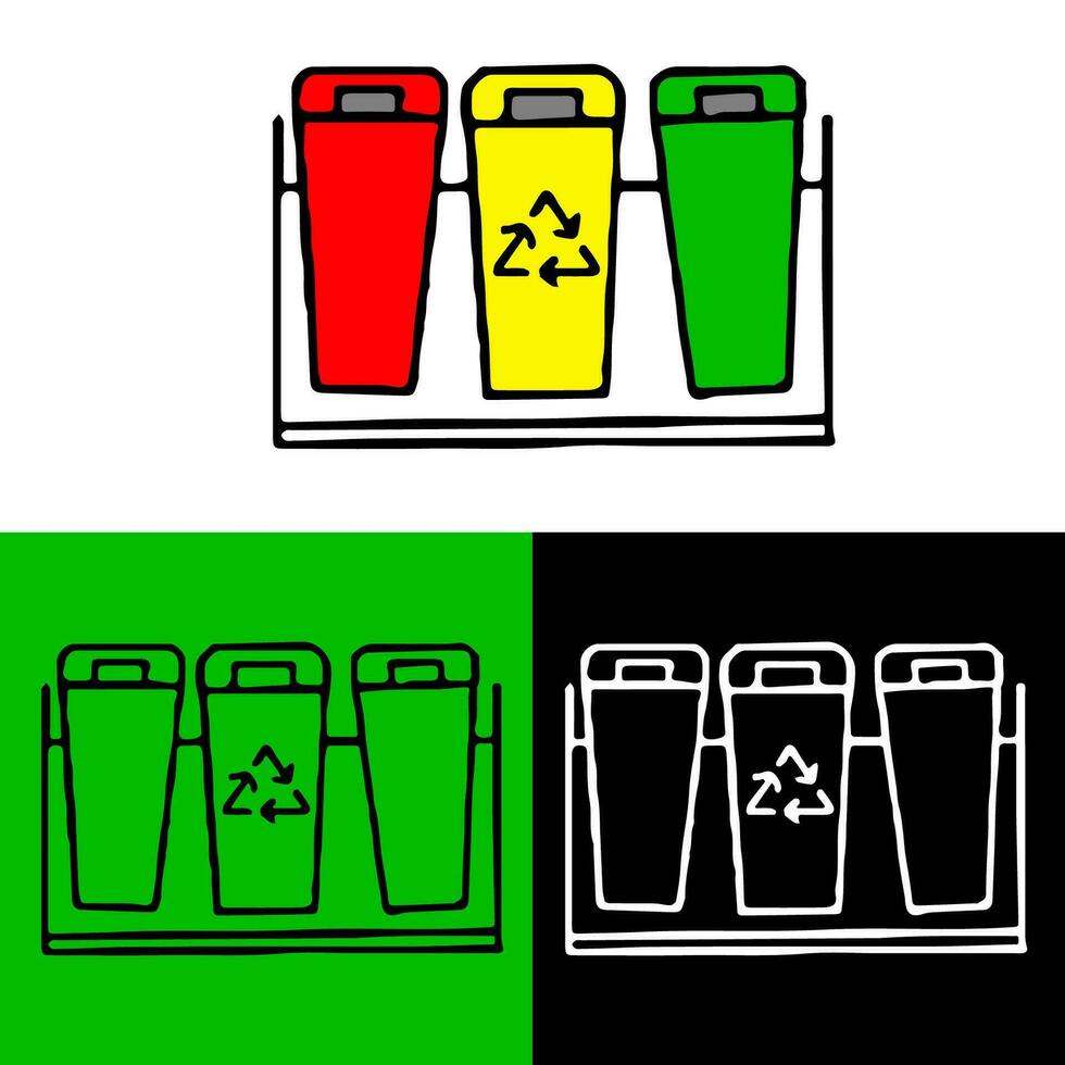 ambiental ilustración concepto de un basura lata con residuos separación, cuales lata ser usado como un icono, logo o símbolo en un plano diseño estilo vector
