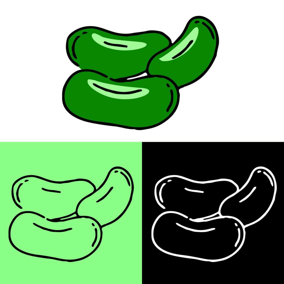 bean illustration, hand drawn outline, this illustration can be used for icons, logos, and symbols, vector in flat design style