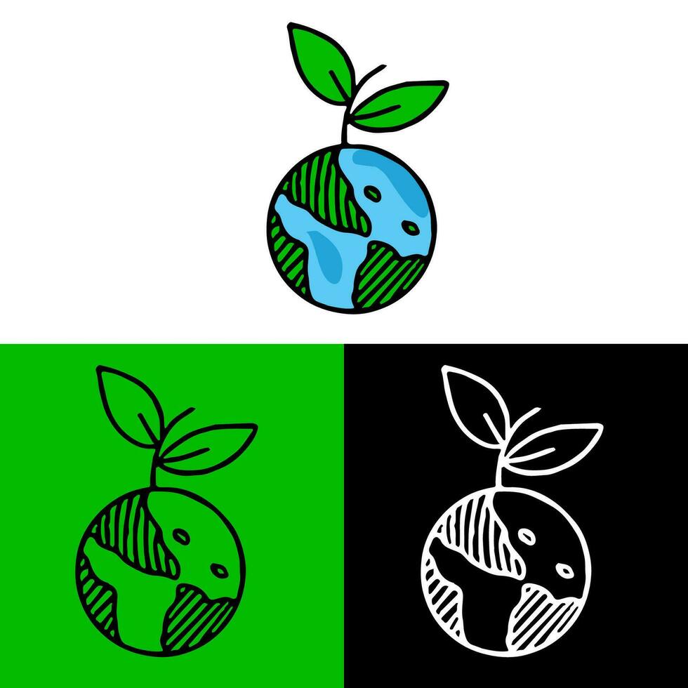 ambiental ilustración concepto con tierra y plantas, cuales lata ser usado para iconos, logos o símbolos en plano diseño estilo vector