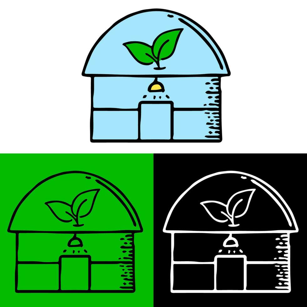 environmental illustration concept with a house for growing plants with plant symbols, which can be used for icons, logos or symbols in flat design style vector