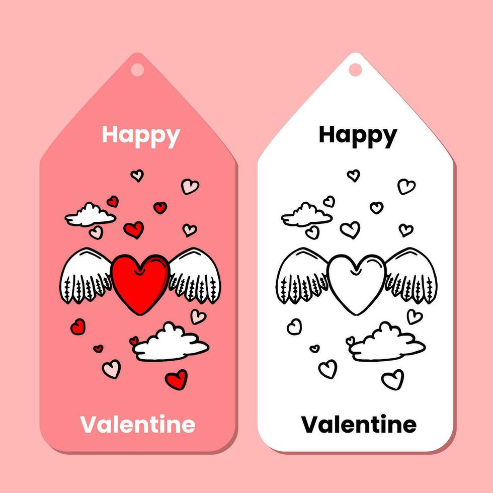 Hand drawn Valentines day label vector