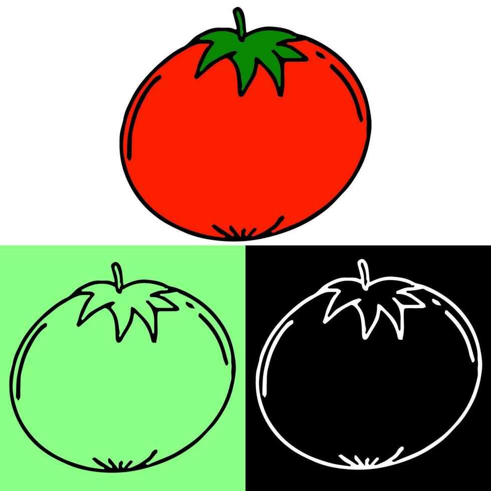 tomato illustration, hand drawn outline, this illustration can be used for icons, logos, and symbols, vector in flat design style