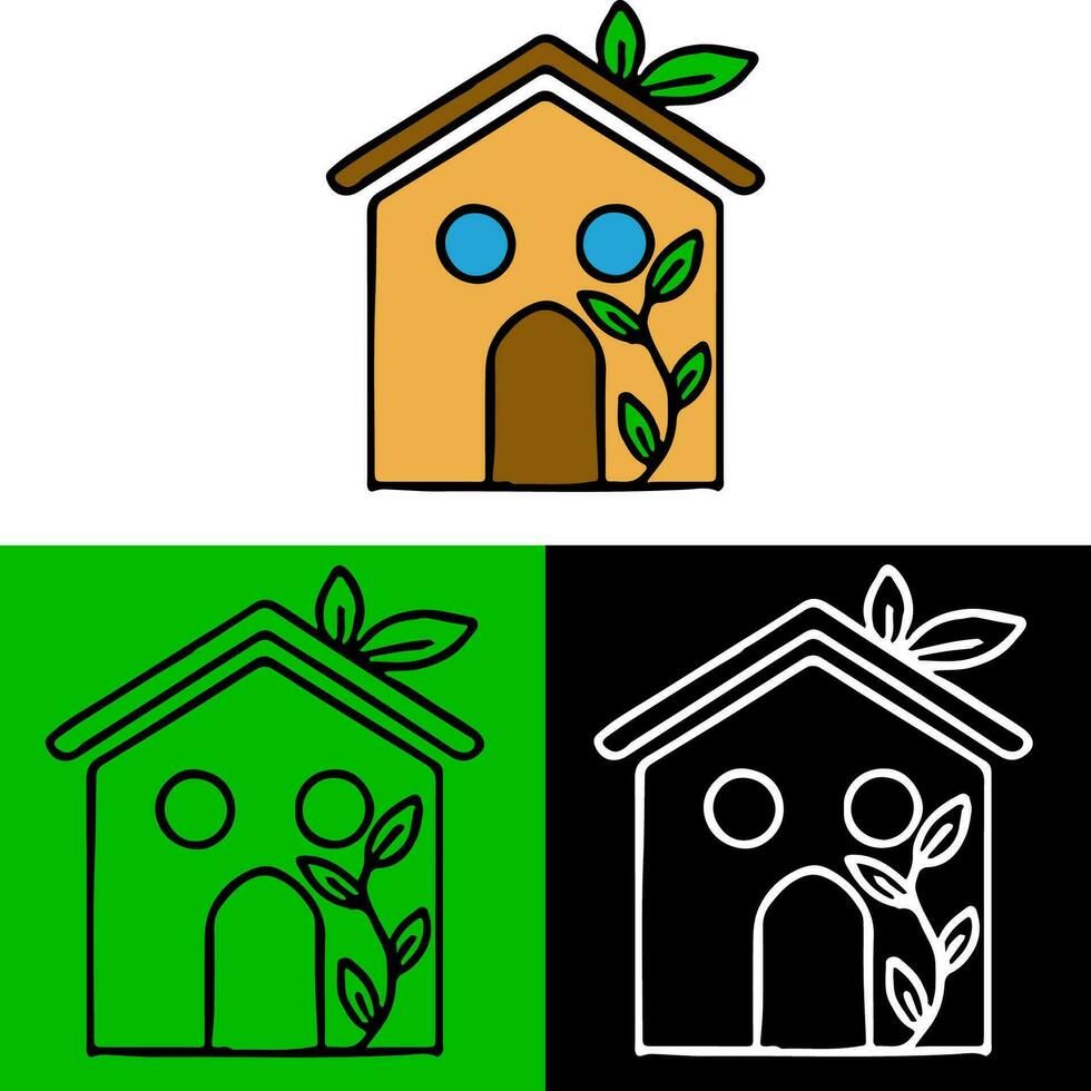 concepto ilustración de un hogar ambiente con plantas ese lata ser usado para iconos, logos o símbolos en un plano diseño estilo vector