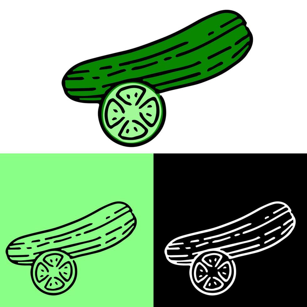 cucumber illustration, hand drawn outline, this illustration can be used for icons, logos, and symbols, vector in flat design style