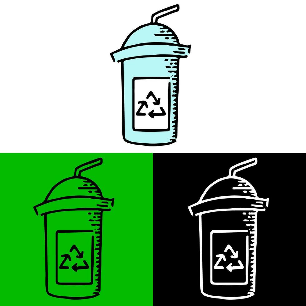 environmental illustration concept with environmentally friendly bottles and recycling symbols, which can be used for icons, logos or symbols in flat design style vector