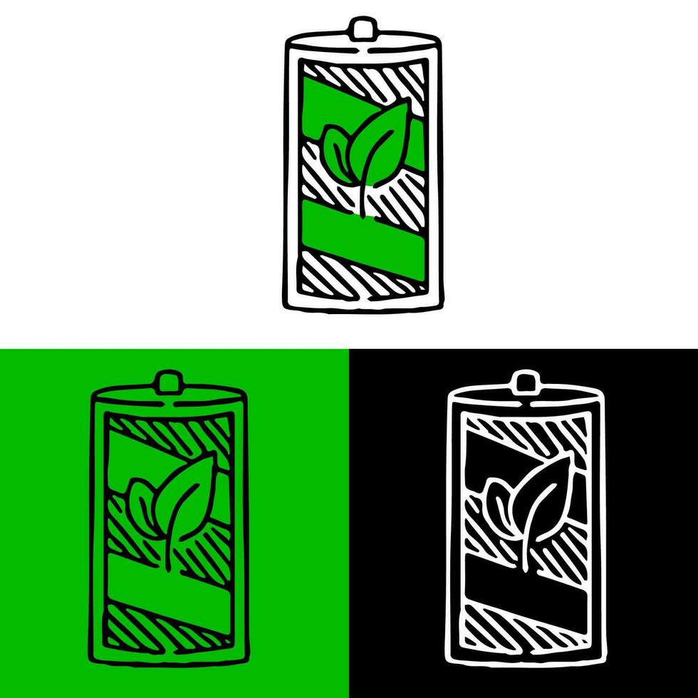 ambiental ilustración concepto con ambientalmente simpático baterías y plantas, cuales lata ser usado para iconos, logos o símbolos en plano diseño estilo vector