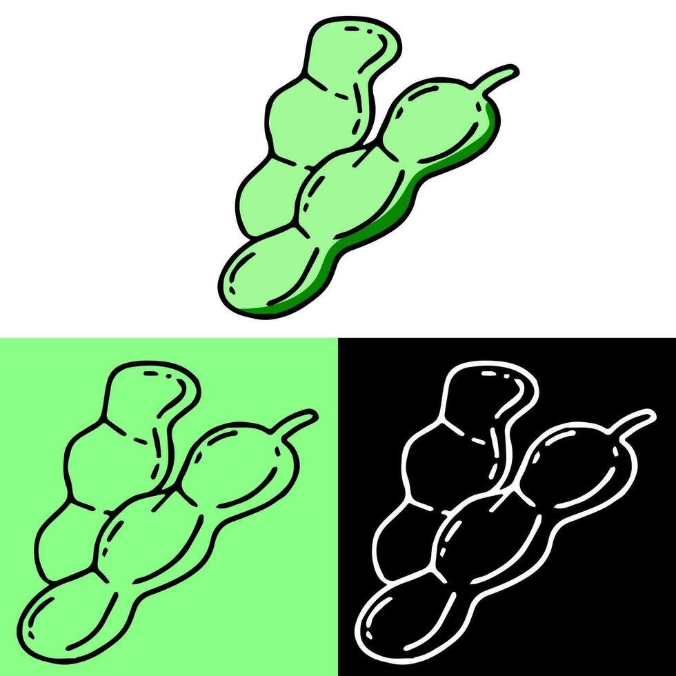 illustration of peas, hand drawn outline, this illustration can be used for icons, logos, and symbols, vector in flat design style