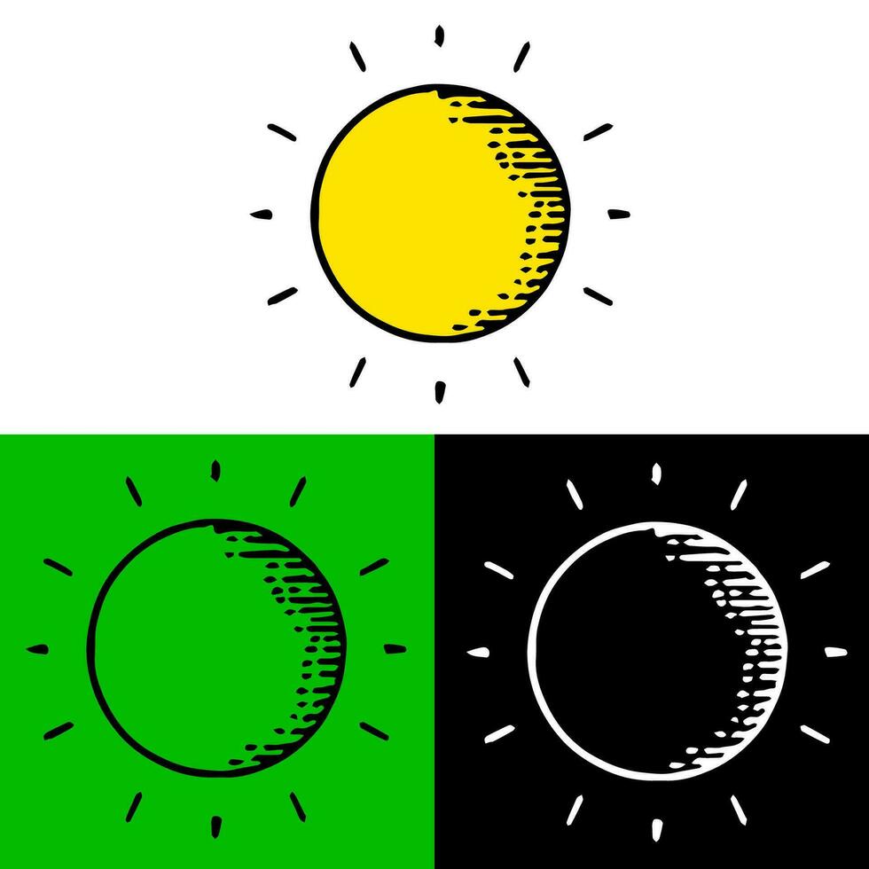 ambiental ilustración concepto con el sol, cuales lata ser usado para iconos, logos o símbolos en plano diseño estilo vector