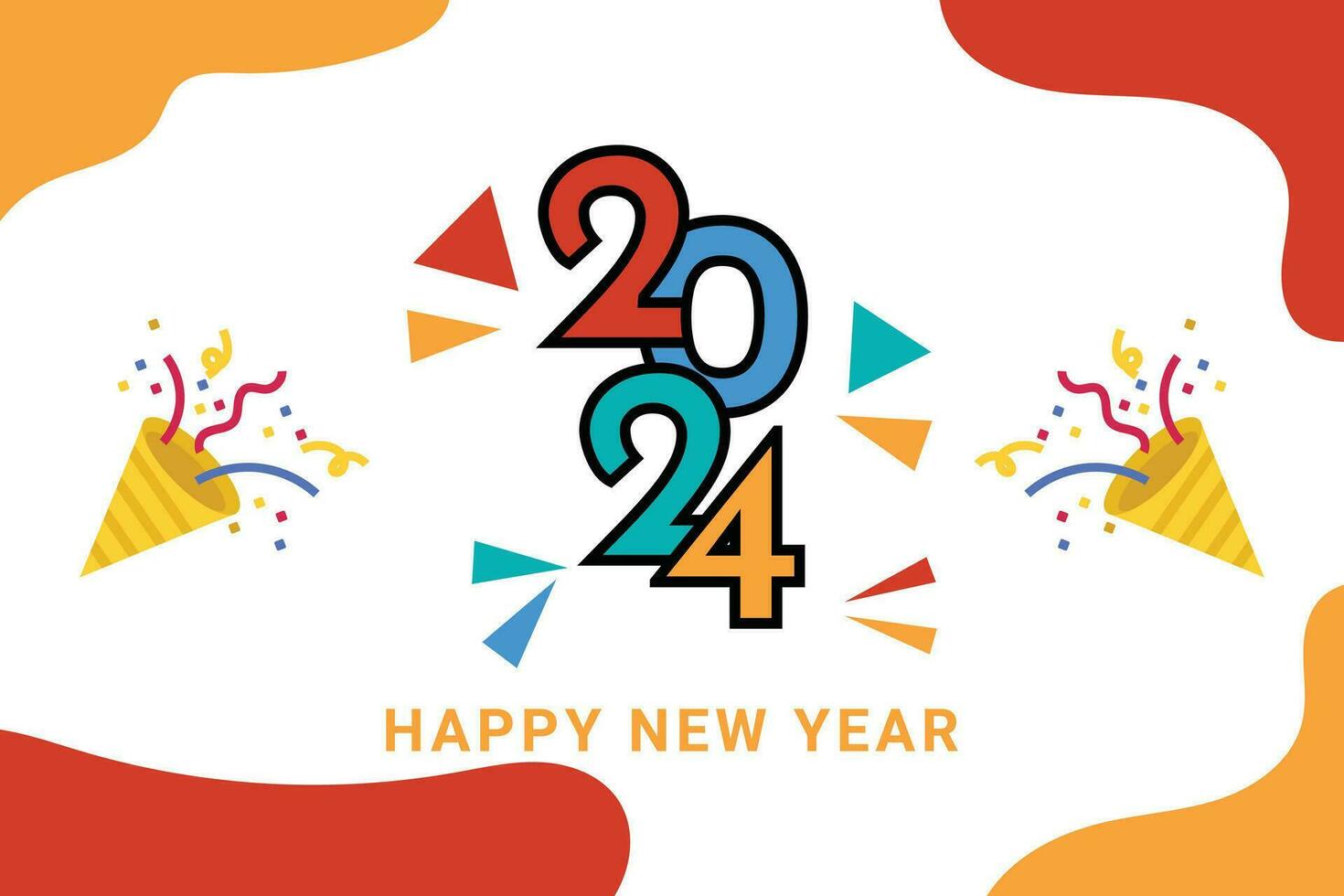 Happy New Year 2024 greeting card background banner design idea vector