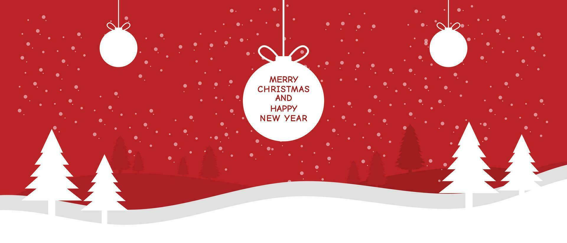 Navidad y contento nuevo año saludo tarjeta antecedentes bandera diseño con pelotas y árbol vector