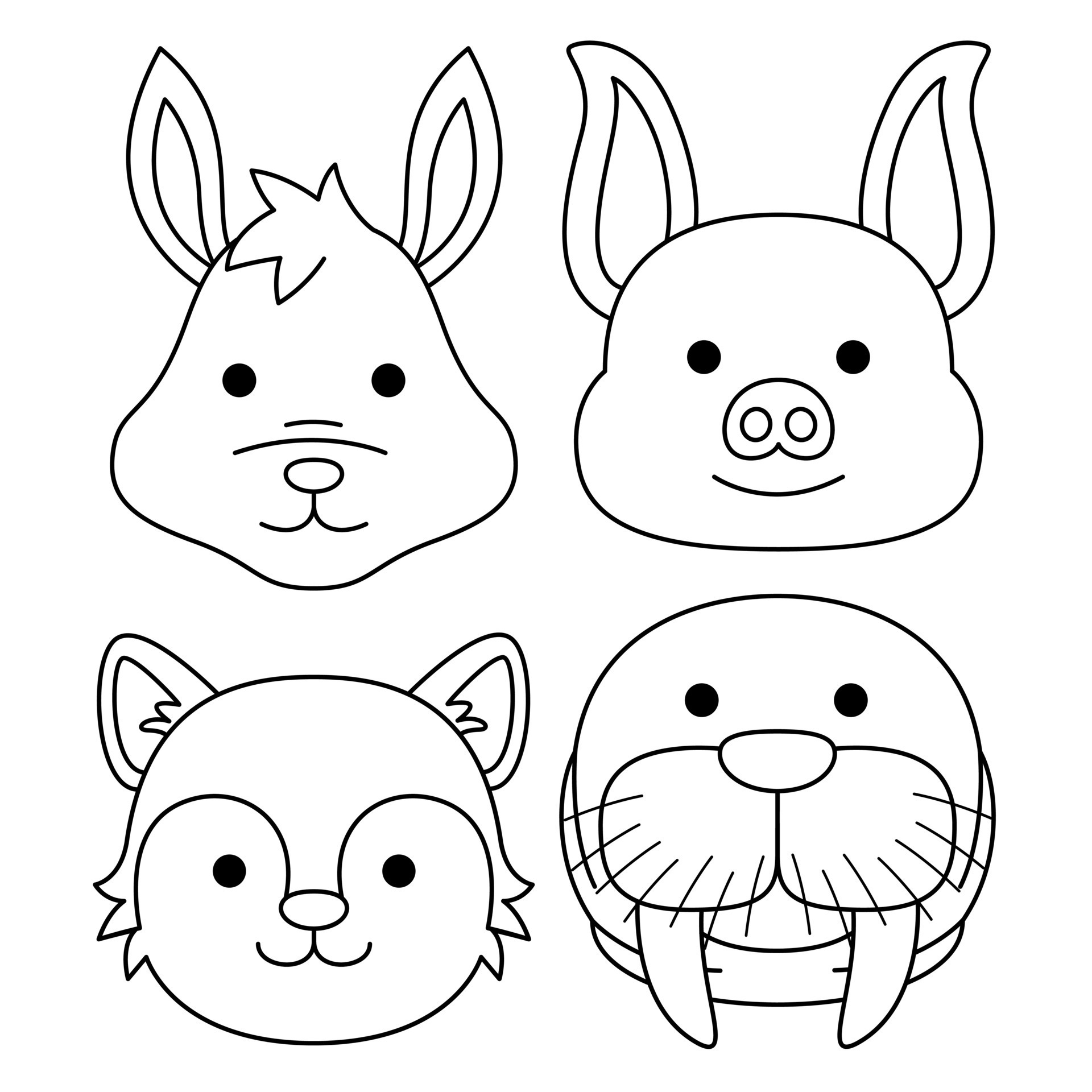 cute animal faces coloring book vector illustration 35584032 Vector Art