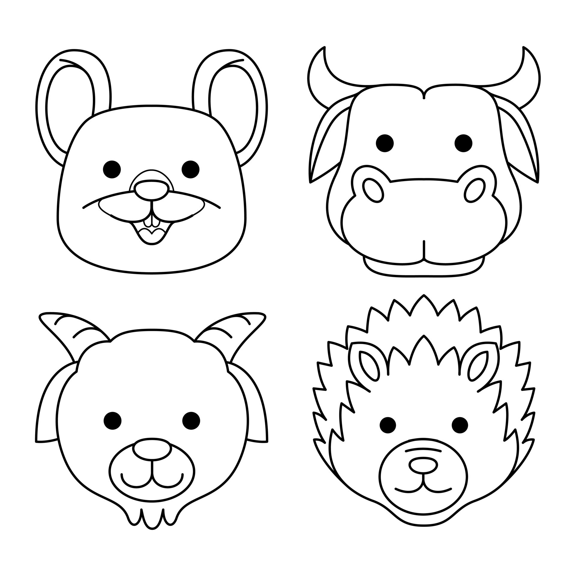 cute animal faces coloring book vector illustration 35584047 Vector Art