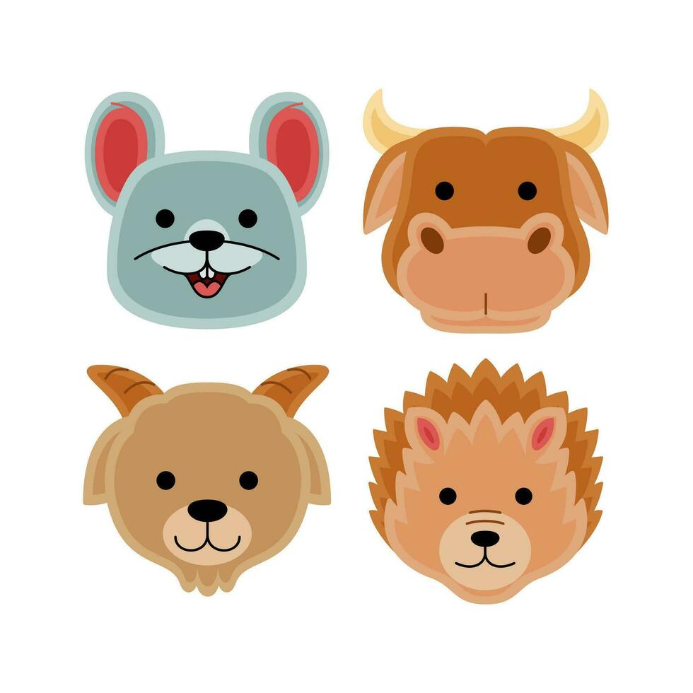 cute animal faces vector illustration